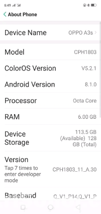 Oppo A3s